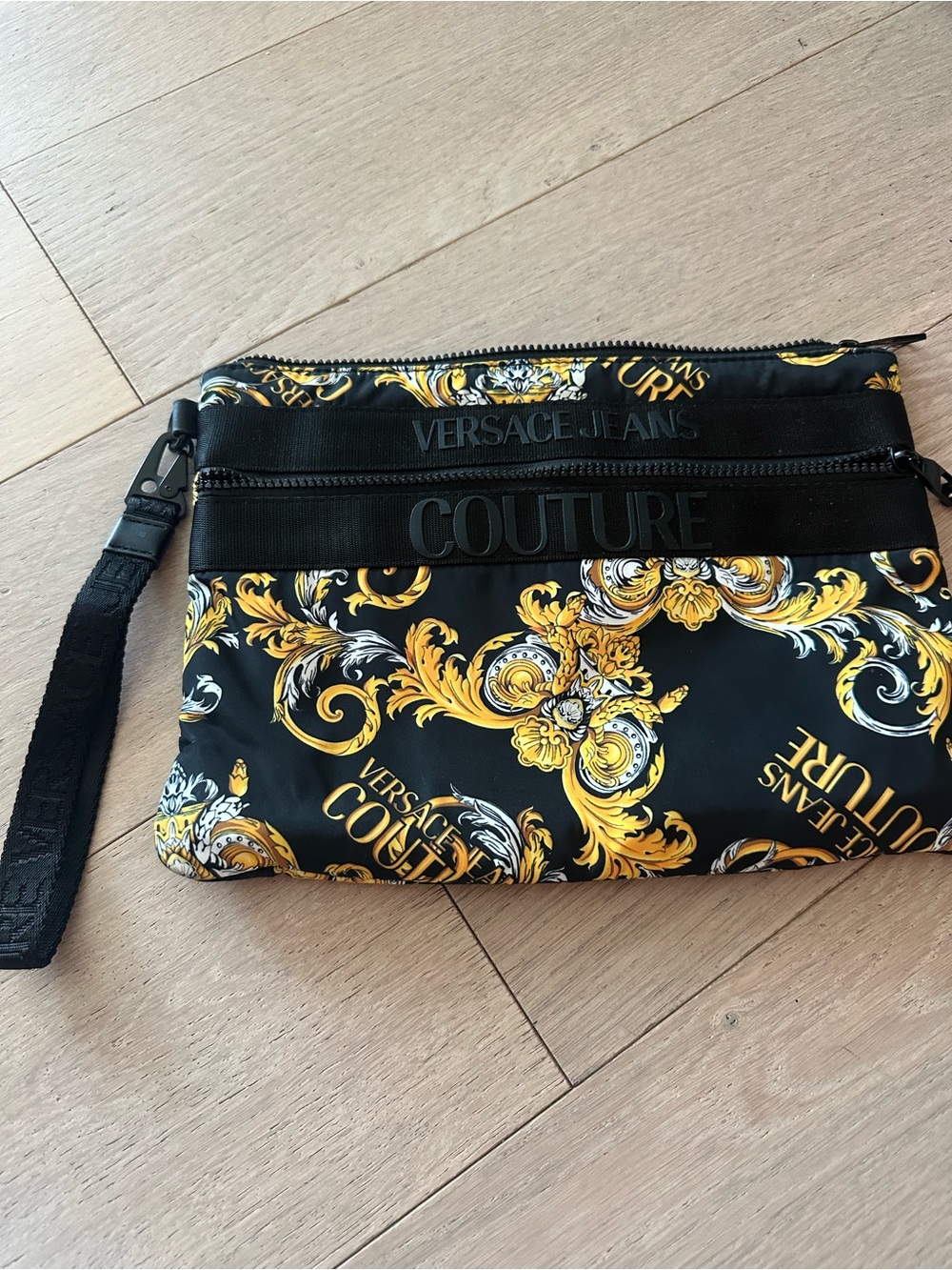 Versace Jeans Collection Black & Gold Baroque Cosmetic Pouch